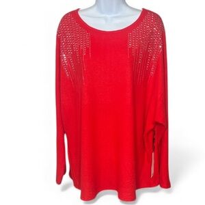 #9 (FYVE) “NWT” Red Sequin Embellished Sweater - Size 3X